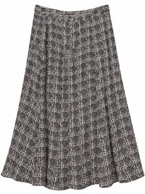 Cabi Women’s Size 14 Black Ivory Printed A-Line Midi Skirt Double Lined Style 54